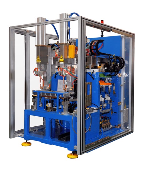 آلة لحام نقطي ذات رأس مزدوج 110KVA MFDC للحام الأعمدة B\C لأبواب السيارات